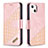 Handytasche Stand Schutzhülle Flip Leder Hülle Modisch Muster L05 für Apple iPhone 14 Rosegold