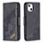 Handytasche Stand Schutzhülle Flip Leder Hülle Modisch Muster L05 für Apple iPhone 14 Schwarz