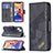 Handytasche Stand Schutzhülle Flip Leder Hülle Modisch Muster L05 für Apple iPhone 14 Schwarz