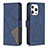 Handytasche Stand Schutzhülle Flip Leder Hülle Modisch Muster L06 für Apple iPhone 15 Pro Blau