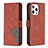 Handytasche Stand Schutzhülle Flip Leder Hülle Modisch Muster L06 für Apple iPhone 15 Pro Braun