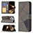 Handytasche Stand Schutzhülle Flip Leder Hülle Modisch Muster L06 für Apple iPhone 15 Pro Grau