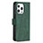 Handytasche Stand Schutzhülle Flip Leder Hülle Modisch Muster L06 für Apple iPhone 15 Pro Grün