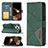 Handytasche Stand Schutzhülle Flip Leder Hülle Modisch Muster L06 für Apple iPhone 15 Pro Grün