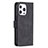 Handytasche Stand Schutzhülle Flip Leder Hülle Modisch Muster L06 für Apple iPhone 15 Pro Schwarz