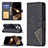 Handytasche Stand Schutzhülle Flip Leder Hülle Modisch Muster L06 für Apple iPhone 15 Pro Schwarz