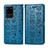 Handytasche Stand Schutzhülle Flip Leder Hülle Modisch Muster S03D für Samsung Galaxy S20 Ultra Blau