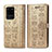 Handytasche Stand Schutzhülle Flip Leder Hülle Modisch Muster S03D für Samsung Galaxy S20 Ultra Gold
