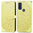 Handytasche Stand Schutzhülle Flip Leder Hülle Modisch Muster S04D für Motorola Moto G Pure Gelb
