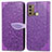 Handytasche Stand Schutzhülle Flip Leder Hülle Modisch Muster S04D für Motorola Moto G60 Violett