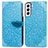 Handytasche Stand Schutzhülle Flip Leder Hülle Modisch Muster S04D für Samsung Galaxy S22 5G Blau