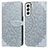 Handytasche Stand Schutzhülle Flip Leder Hülle Modisch Muster S04D für Samsung Galaxy S22 5G Grau
