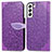 Handytasche Stand Schutzhülle Flip Leder Hülle Modisch Muster S04D für Samsung Galaxy S22 5G Violett