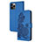 Handytasche Stand Schutzhülle Flip Leder Hülle Modisch Muster Y02X für Apple iPhone 13 Pro Blau