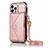 Handytasche Stand Schutzhülle Flip Leder Hülle N03 für Apple iPhone 12 Pro Rosegold