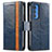 Handytasche Stand Schutzhülle Flip Leder Hülle S02D für Motorola Moto Edge 20 Pro 5G Blau