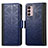 Handytasche Stand Schutzhülle Flip Leder Hülle S03D für Motorola Moto G42 Blau