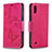 Handytasche Stand Schutzhülle Flip Leder Hülle Schmetterling B01F für Samsung Galaxy A10 Pink