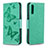 Handytasche Stand Schutzhülle Flip Leder Hülle Schmetterling B01F für Samsung Galaxy A70 Grün