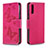 Handytasche Stand Schutzhülle Flip Leder Hülle Schmetterling B01F für Samsung Galaxy A70 Pink