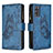 Handytasche Stand Schutzhülle Flip Leder Hülle Schmetterling B03F für Samsung Galaxy S20 5G Blau
