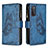 Handytasche Stand Schutzhülle Flip Leder Hülle Schmetterling B03F für Samsung Galaxy S20 FE (2022) 5G Blau
