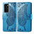 Handytasche Stand Schutzhülle Flip Leder Hülle Schmetterling für Huawei P40 Blau