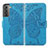 Handytasche Stand Schutzhülle Flip Leder Hülle Schmetterling für Samsung Galaxy S21 Plus 5G Blau