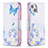 Handytasche Stand Schutzhülle Flip Leder Hülle Schmetterling L01 für Apple iPhone 14 Plus Blau