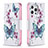 Handytasche Stand Schutzhülle Flip Leder Hülle Schmetterling L07 für Apple iPhone 13 Pro Max Rosa