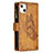 Handytasche Stand Schutzhülle Flip Leder Hülle Schmetterling L08 für Apple iPhone 14 Braun
