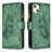 Handytasche Stand Schutzhülle Flip Leder Hülle Schmetterling L08 für Apple iPhone 14 Grün
