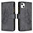 Handytasche Stand Schutzhülle Flip Leder Hülle Schmetterling L08 für Apple iPhone 14 Schwarz