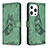 Handytasche Stand Schutzhülle Flip Leder Hülle Schmetterling Z01 für Apple iPhone 15 Pro Grün