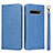 Handytasche Stand Schutzhülle Flip Leder Hülle T03 für Samsung Galaxy S10 Blau