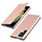 Handytasche Stand Schutzhülle Flip Leder Hülle T03D für Samsung Galaxy S21 Ultra 5G Rosegold