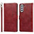 Handytasche Stand Schutzhülle Flip Leder Hülle T04D für Samsung Galaxy S21 5G Rot