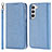 Handytasche Stand Schutzhülle Flip Leder Hülle T08D für Samsung Galaxy S21 5G Blau