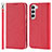 Handytasche Stand Schutzhülle Flip Leder Hülle T08D für Samsung Galaxy S21 5G Rot