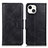 Handytasche Stand Schutzhülle Flip Leder Hülle T17 für Apple iPhone 14 Schwarz