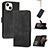 Handytasche Stand Schutzhülle Flip Leder Hülle YX4 für Apple iPhone 15 Plus Schwarz