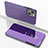 Handytasche Stand Schutzhülle Flip Leder Rahmen Spiegel Tasche für Apple iPhone 13 Violett