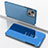 Handytasche Stand Schutzhülle Flip Leder Rahmen Spiegel Tasche für Apple iPhone 14 Blau