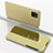 Handytasche Stand Schutzhülle Flip Leder Rahmen Spiegel Tasche L05 für Samsung Galaxy A22 5G Gold