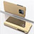 Handytasche Stand Schutzhülle Flip Leder Rahmen Spiegel Tasche QH1 für Xiaomi Redmi 10X 5G Gold