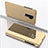 Handytasche Stand Schutzhülle Flip Leder Rahmen Spiegel Tasche QH1 für Xiaomi Redmi 9 Prime India Gold
