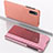 Handytasche Stand Schutzhülle Flip Leder Rahmen Spiegel Tasche QH1 für Xiaomi Redmi 9AT Rosegold