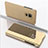 Handytasche Stand Schutzhülle Flip Leder Rahmen Spiegel Tasche QH1 für Xiaomi Redmi Note 9 Gold