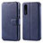 Handytasche Stand Schutzhülle Leder Hülle T08 für Huawei P30 Blau