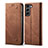 Handytasche Stand Schutzhülle Stoff für Samsung Galaxy S22 Plus 5G Braun